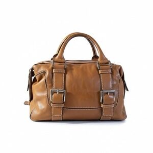 Michael Kors Tan Leather Satchel Handbag Buckle Detail Bowler Bag